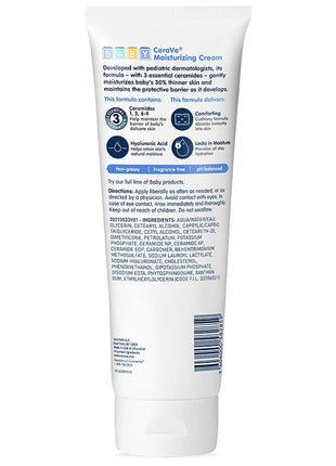 CeraVe Baby Cream, Moisturizer with Ceramides, Fragrance-Free, 8oz | Rich, Non-Greasy Baby Moisturizer That Hydrates Delicate Skin, Free Of Fragrance, Parabens, Dyes and Phthalates