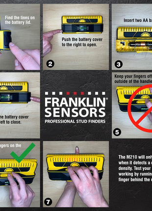 Franklin Sensors Prosensor M210 Stud Finder With 13-Sensors, Wood & Metal Stud Detector/Wall Scanner, Live Wire Detection, Made in the USA