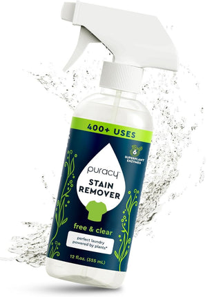 Puracy Stain Remover Spray, Natural Based Travel and Laundry Stain Cleaner for Clothes, Baby Essentials, Kids Stains, Oil and Fabric Spot Cleaner (Unscented, 12 oz)