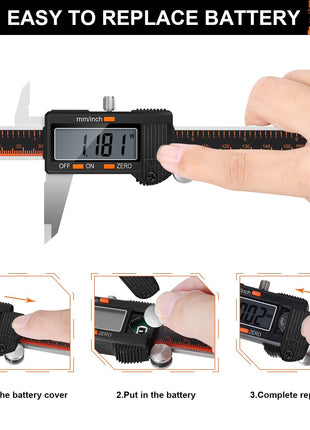 HARDELL Digital Caliper, 6 Inch Stainless Steel Caliper Measuring Tool with Large LCD Screen, Electronic Micrometer Caliper Digital Inch/Millimeter Conversion, Automatic Off(Ruler & 2 Batteries)