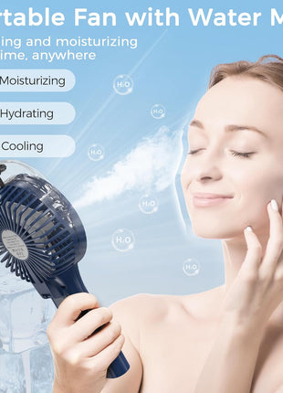Portable Handheld Misting Fan, Nano-Mist Humidifier for Skincare & Makeup, 180° Foldable Desk Fan, Rechargeable Water Spray Fan for Disney Beach Cruise Essentials, Summer Gifts for Women Man Girls