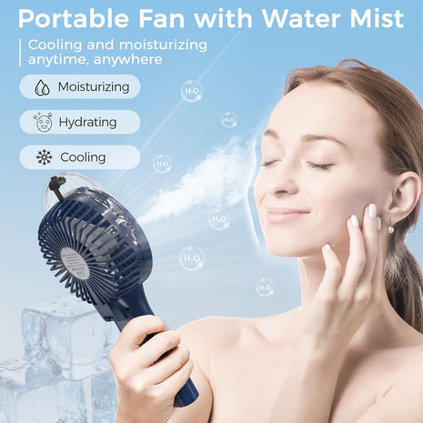 Portable Handheld Misting Fan, Nano-Mist Humidifier for Skincare & Makeup, 180° Foldable Desk Fan, Rechargeable Water Spray Fan for Disney Beach Cruise Essentials, Summer Gifts for Women Man Girls