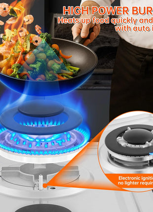 22′′x20′′ Built in Gas Cooktop 4 Burners Stainless Steel Stove with NG/LPG Conversion Kit Thermocouple Protection and Easy to Clean (20Wx22L)