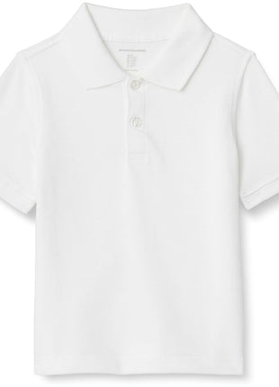 Amazon Essentials Boys' Short-Sleeve School Uniform Pique Polo Shirts, Pack of 5, White, Small