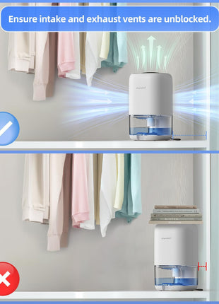 35 OZ Dehumidifier for Bedroom RV, Quiet with Auto Shut Off, White | 280 Sq.Ft Small Dehumidifiers for Home Bathroom Closet, 7 Color Light, 28dB Ultra Quiet, 35OZ Water Tank