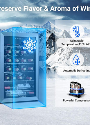 AAOBOSI 24 Inch Dual Zone Wine and Beverage Cooler,19 Bottles & 88 Cans Upgraded Wine Fridge,Built-in and Freestanding,Removable Fashion Wooden Frame,Intelligent Digital Temperatrue Control,Low Noise