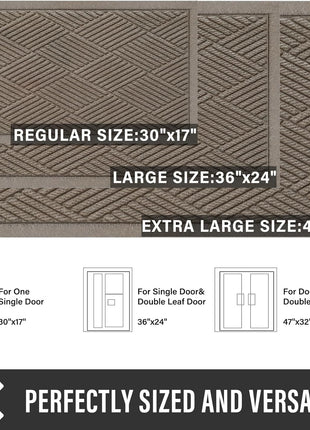 Sturdy Front Door Mat, Absorbent Muddy Dirt Resist Welcome Door Mats Outdoor Indoor, Stain and Fade Resistant, Non-Slip Rubber Backing Low Profile Doormat for Entryway, 30×17, Beige