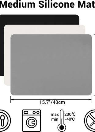 Gartful 3Pack Silicone Sheet for Crafts, Resin Jewelry Casting Molds Mat, Food Grade Silicone Placemat, Multipurpose Table Protector, Nonstick Nonskid Heat-Resistant, Black&Gray&Beige (15.7x11.8inch)