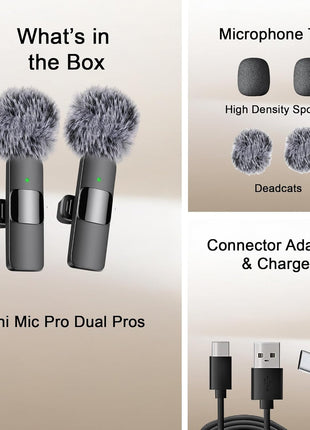 Mini Mic Pro (Latest Model – #1 Microphone for iPhone & Android, Wireless Mini Microphone, Clear Voice, Noise Cancelling, Lavalier Mic for TikTok, YouTube & Interviews