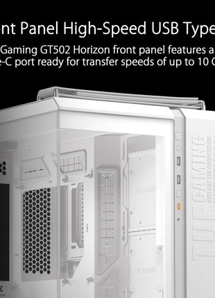 ASUS TUF Gaming GT502 Horizon White ATX Mid-Tower PC Case, Boundless Panoramic Design, Dual-Chamber, Tool-Free Side Panels, Front USB 10 Gbps Type-C, 2 Year Warranty