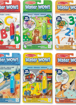 Melissa & Doug Water Wow! Reusable Water-Reveal, 6 Mess Free Coloring Books—Animals, Vehicles, Alphabet, Numbers & Much More—Travel Toys for Kids 3+