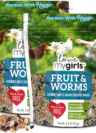 Love My Girls: Chicken Snacks - Pumpkin & Worms - 2lb Bag - Global Harvest, Gourmet Multi-Grain Treats, Corn-Free, Nutritious & Protein Rich Mealworms
