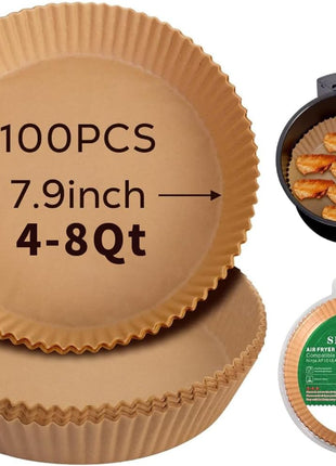 125Pcs Air Fryer Liners Disposable Parchment Paper for Ninja Air Fryer | Parchment Paper Liners for most 4-8QT AirFryer Basket, Air Fryer Accessories, BPA-Free, Heat Resistant 450°F, Non-Stick