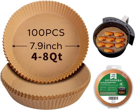 125Pcs Air Fryer Liners Disposable Parchment Paper for Ninja Air Fryer | Parchment Paper Liners for most 4-8QT AirFryer Basket, Air Fryer Accessories, BPA-Free, Heat Resistant 450°F, Non-Stick
