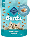 Blue Buffalo Bursts Crunchy & Creamy Cat Treats, Great for Training, Savory Seafood, 5-oz Bag (Pack of 6)