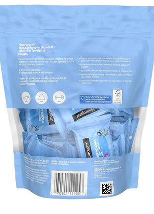 Neutrogena Makeup Remover Towelettes for Face with Micellar Water Daily Alcohol-Free Gently Removes Oil Dirt and Waterproof Makeup in a Simple Fully Plant-Based Cloth, 25 ct