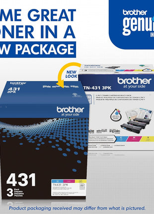 Brother TN-431 3PK, Cyan, Magenta, Yellow, Standard Yield, Model: TN4313PK