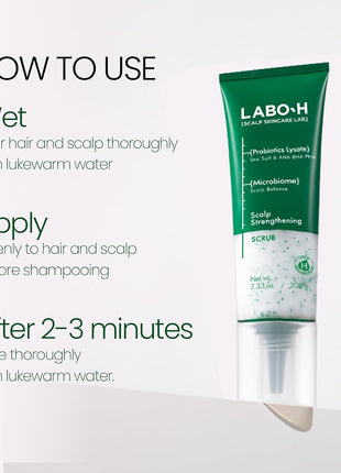 LABO.H Scalp Strengthening Roll On Serum and Scrub SET - Korean Hair Anchoring Serum for Daily Massage and Hair Growth | Vegan | Anti-Loss Treatment | Cooling & Soothing Relief with Rosemary Oil