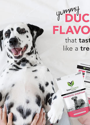 VetriScience Probiotic Everyday for Dogs, Duck Flavor, 120 Chews & Omega Plus Advanced Skin Supplement for Dogs, 40 Chews
