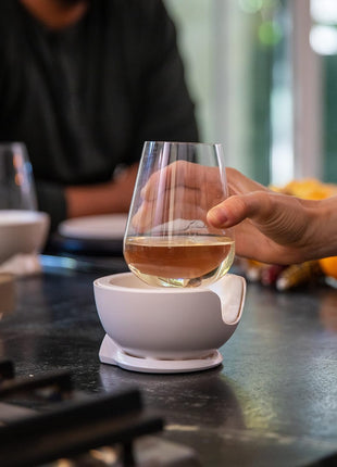 VoChill Stemless Wine Glass Chiller | Keep the Chill In Your Glass | Made in the USA | Separable & Refreezable Chill Cradle | Actively Chills Stemless Glassware | Quartz, Single Stemless