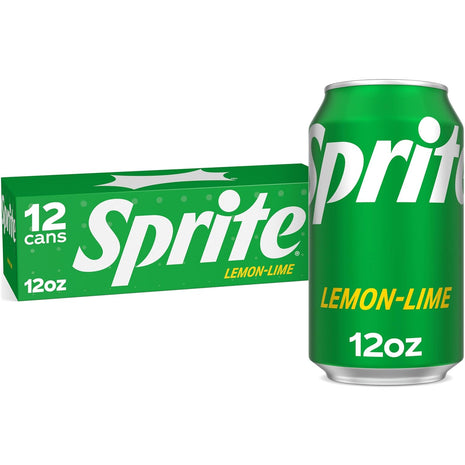 Sprite Lemon-Lime Caffeine-Free Soda Soft Drink Cans, 12 fl oz, 12 Pack | Fridge pack, naturally flavored soft drink, carbonated