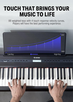 Donner DEP 20 Beginner Digital Piano 88 Key Full Size Weighted Keyboard, Portable Electric Piano with Sustain Pedal, Power Supply