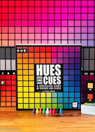 HUES and CUES - Vibrant Color Guessing Board Game for 3-10 Players Ages 8+, Connect Clues and Guess from 480 Color Squares