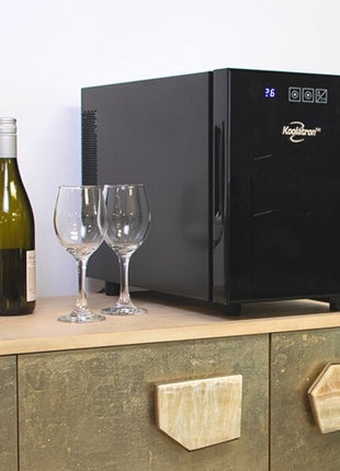 Koolatron 6 Bottle Wine Fridge – Freestanding Wine Cooler with Glass Door, 0.6 cu ft (16 L) Beverage Can Refrigerator, Digital Temperature Control, Ideal for Red, White & Sparkling Wine, Champagne