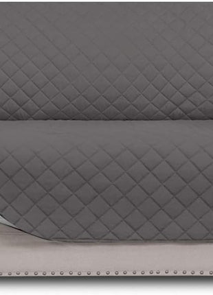 Easy Going Reversible Couch Cover for 3 Cushion Couch Sofa Cover for Dogs Water Resistant Furniture Protector Cover with Foam Sticks Elastic Straps for Pet Cat (Sofa, Gray/Light Gray)