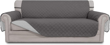 Easy Going Reversible Couch Cover for 3 Cushion Couch Sofa Cover for Dogs Water Resistant Furniture Protector Cover with Foam Sticks Elastic Straps for Pet Cat (Sofa, Gray/Light Gray)