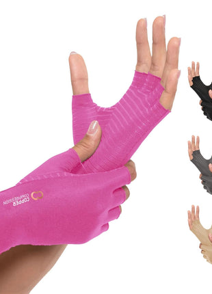 Copper Compression Arthritis Gloves | Fingerless Arthritis Carpal Tunnel Pain Relief Gloves For Men & Women | Hand Support Wrist Brace For Rheumatoid, Tendonitis, Swelling, Crocheting, Typing (M)