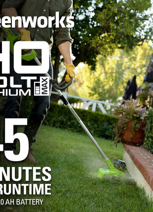 Greenworks 40V 12 Inch Cordless String Trimmer with 2Ah Battery & Charger, Dual Auto Feed Line, Variable Speed, Lightweight Weed Eater, 3 Year Warranty