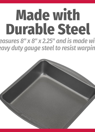 GoodCook Everyday Nonstick Steel Square Pan, 8 inch, Gray