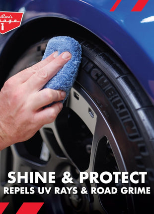 Jay Leno's Garage Tire Shine Delivers long-lasting High Gloss with a Deep Black Wet Look Glow. This Tire Dressing Spray and Car Tire Shine Work as Auto Detailing Care for Wheels and Tires – 16 oz.