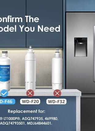 Waterdrop ADQ747935 LT1000PC Replacement for LG® LT1000P®/PC/PCS ThinQ® Refrigerator Water Filter, LFXS26973S, LMXS28626S, LMWS27626S, LFXS28596S, ADQ74793501 and LT120F®, 3 Combo