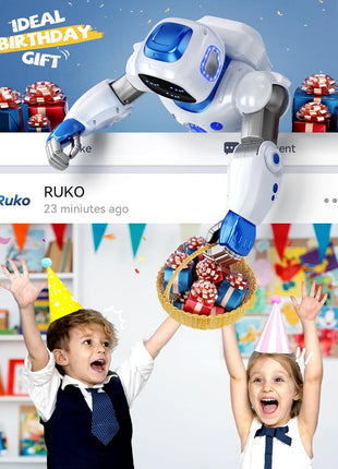 Ruko 1088 Smart Robot Toy for Kids, Large Programmable Interactive Gift | Support Remote Control & App Control & Voice Command, Birthday Gift for Boys & Girls Ages 4 5 6 7 8 9, Blue