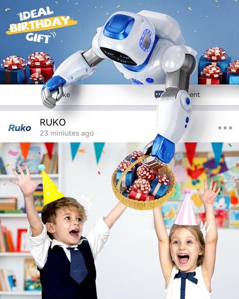 Ruko 1088 Smart Robot Toy for Kids, Large Programmable Interactive Gift | Support Remote Control & App Control & Voice Command, Birthday Gift for Boys & Girls Ages 4 5 6 7 8 9, Blue