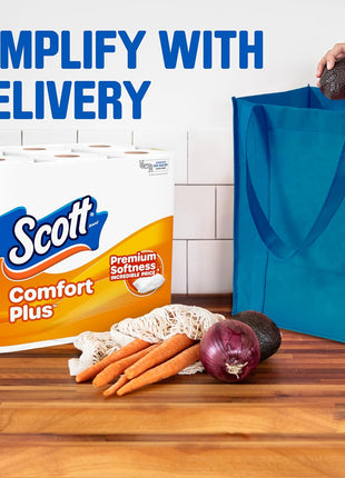 Scott ComfortPlus Toilet Paper, 12 Triple Rolls, 231 Sheets per Roll, Septic-Safe, 1-Ply Toilet Tissue