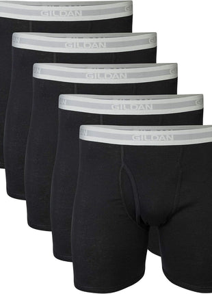 Gildan Men's Underwear Boxer Briefs, Multipack, Mixed Blue/Grey (5-Pack), Large