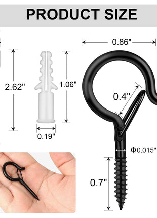 FSAH 36 PCS Q-Hanger Hooks with Safety Buckle, Windproof Screw Hooks for Outdoor String Lights Hanging Christmas Lights, Plants, with 1 Wing Nut Driver