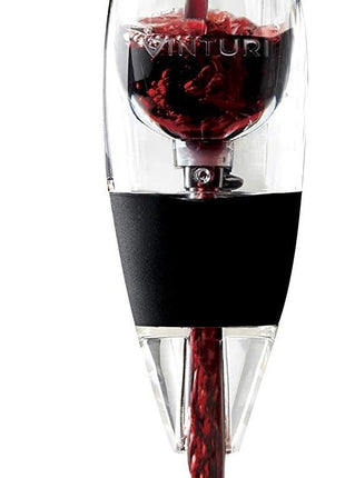 Vinturi Wine Aerator Pourer and Decanter for Red Wines Patented Design Perfectly Aerates Wines By The Glass or Bottle With Distinctive Sound, Includes No-Drip Base & Sediment Screen, Black