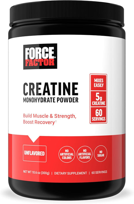 Force Factor Creatine Powder 60 Servings and Caffeine Tablets 100 Tablets - Creatine for Muscle Gain and Caffeine for Energy