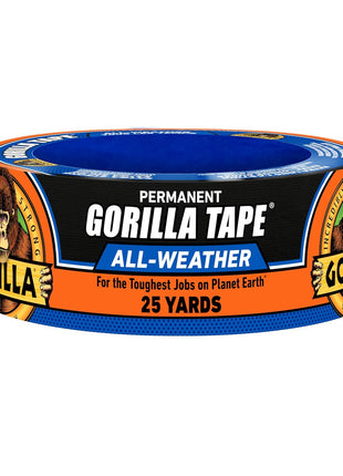 Gorilla All Weather Duct Tape, Black, 1.88 inch x 25 yd (Pack of 1) - UV and Temperature Resistant Waterproof Tape for Outdoor Repairs