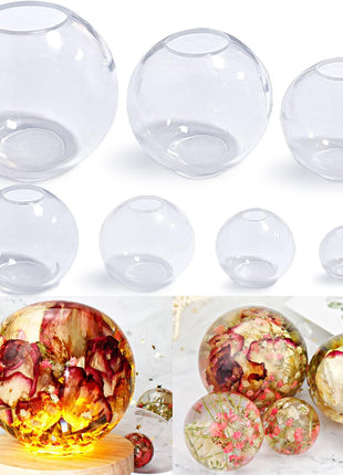 RESINWORLD Set of 4, 3", 2.5", 2", 1.7", 1.3", 0.9" Clear Silicone Sphere Molds, Large 3D Seamless Sphere Silicone Molds for Resin Casting, Round Ball Orbs Epoxy Resin Mold for Jewelry, Soap, Candle