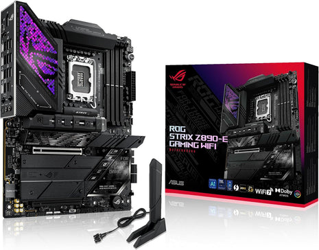 ASUS ROG Strix Z890-E Gaming WiFi Intel Z890 LGA 1851 ATX Motherboard, Advanced AI PC-Ready, 18+2+1+2 Stages, DDR5, WiFi 7, 7X M.2, ThunderboltTM 4, USB Type-C, AI Overclocking, Cooling & Networking