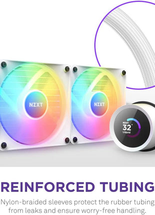 NZXT Kraken 240 RGB - 240mm AIO CPU Liquid Cooler - RL-KR240-W1 - Customizable 1.54" Square LCD Display for Images, Performance Metrics - High-Performance Pump - White
