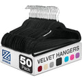 Zober Velvet Hangers 50 Pack - Black for Coats, Pants & Dress Clothes - Non Slip w/ 360 Degree Swivel, Holds up to 10 lbs - Strong Felt Hangers for Clothing