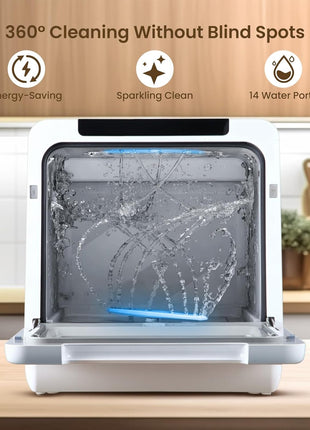 HAVA Countertop Dishwasher, 8 Wash Programs NEW Upgraded Model Portable Dishwasher with Child Lock & Delayed Start Function, 5L Water Tank for Apartments, Dorms, and RVs - No Hookup Needed