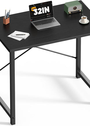 DUMOS 32 Inch Office Small Computer Desk Modern Simple Style Writing Study Work Table for Home Bedroom - Wood Black