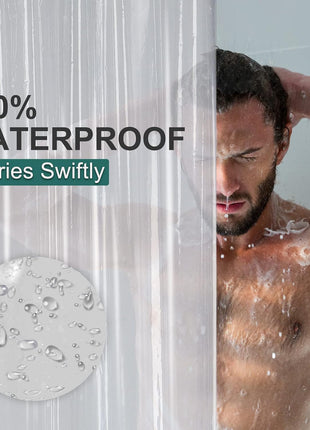 AmazerBath Plastic Shower Curtain Clear Premium PEVA, Clear Shower Curtain Heavy Duty 8G, Weighted Shower Curtains for Bathroom Accessories with 3 Big Stones and 12 Rustproof Grommets, 72x72 Inches